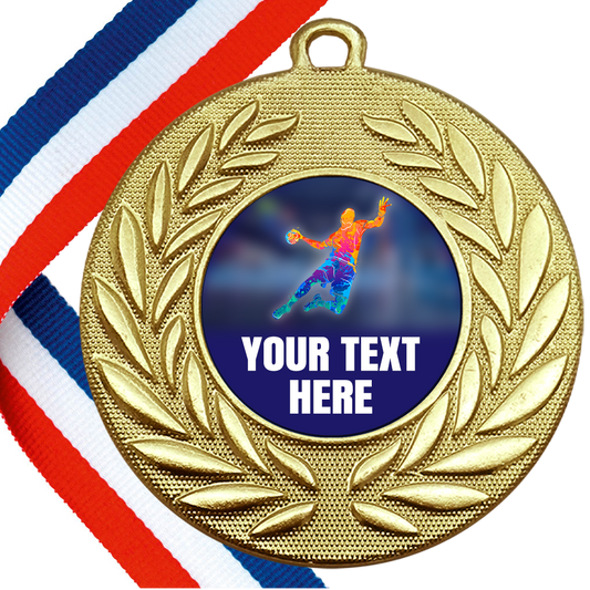Set of Personalised Handball Wreath Medals On Ribbons