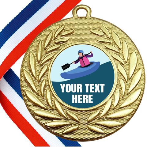 Set of Personalised Kayaking Wreath Medals On Ribbons