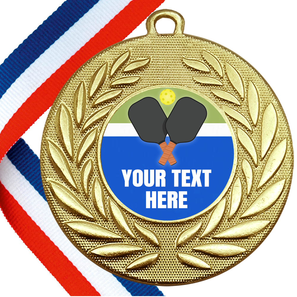 Set of Personalised Pickleball Wreath Medals On Ribbons