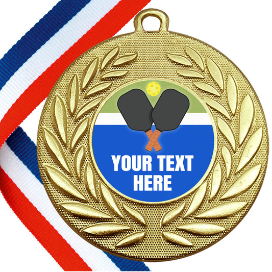 Set of Personalised Pickleball Wreath Medals On Ribbons