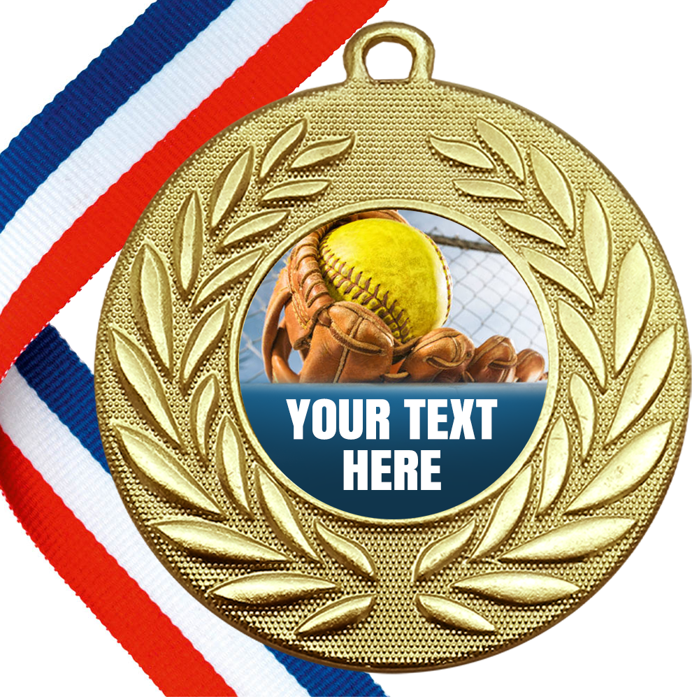 Set of Personalised Soft Ball Wreath Medals On Ribbons