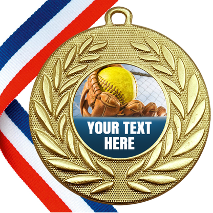 Set of Personalised Soft Ball Wreath Medals On Ribbons