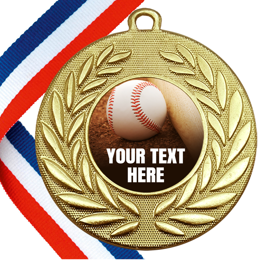 Set of Personalised T-Ball Wreath Medals On Ribbons BW Trophies