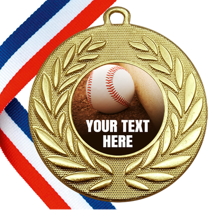 Set of Personalised T-Ball Wreath Medals On Ribbons BW Trophies