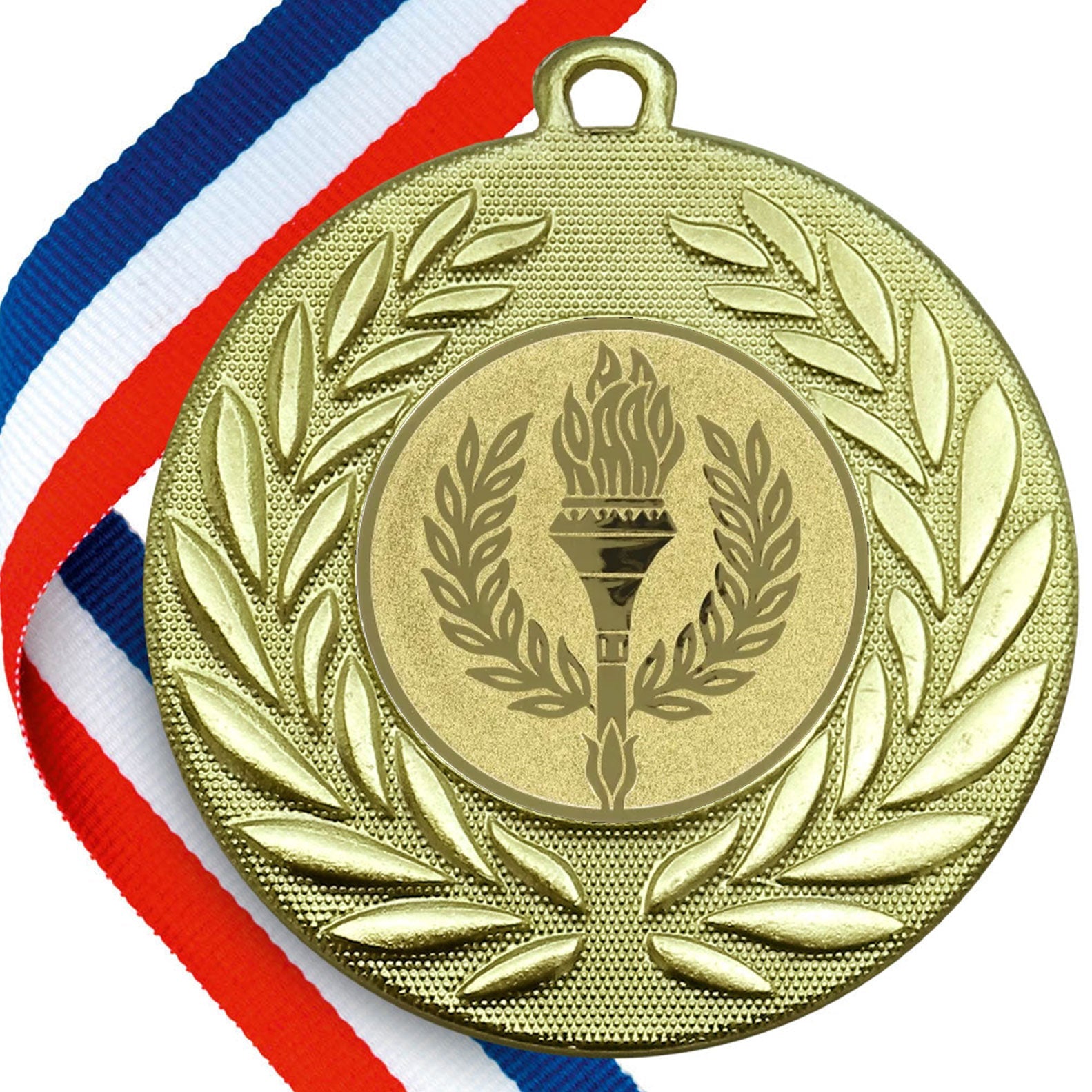 Wreath Design Medals with Victory Torch Centre BW Trophies