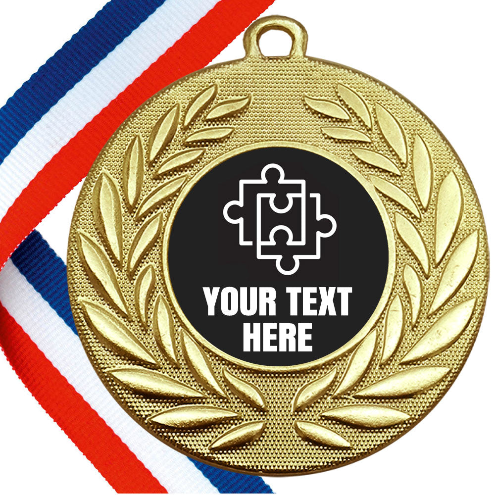 Set of Personalised Puzzle Wreath Medals On Ribbons