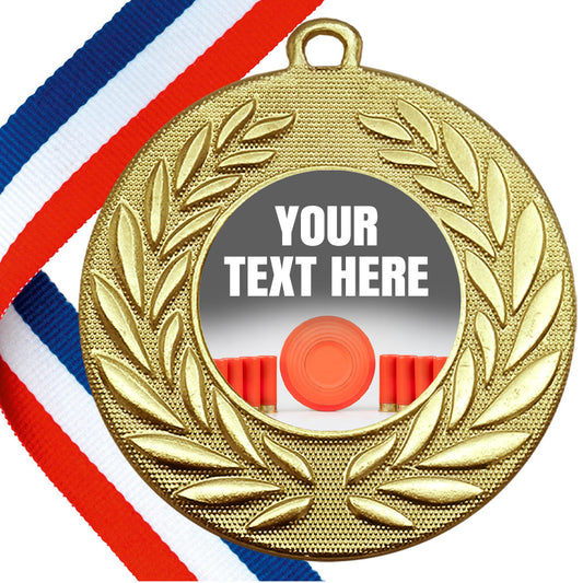 Set of Personalised Clay Pigeon Shooting Wreath Medals On Ribbons