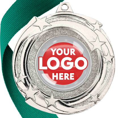 The Glossy Gel 50mm Orbital Medal on a Ribbon