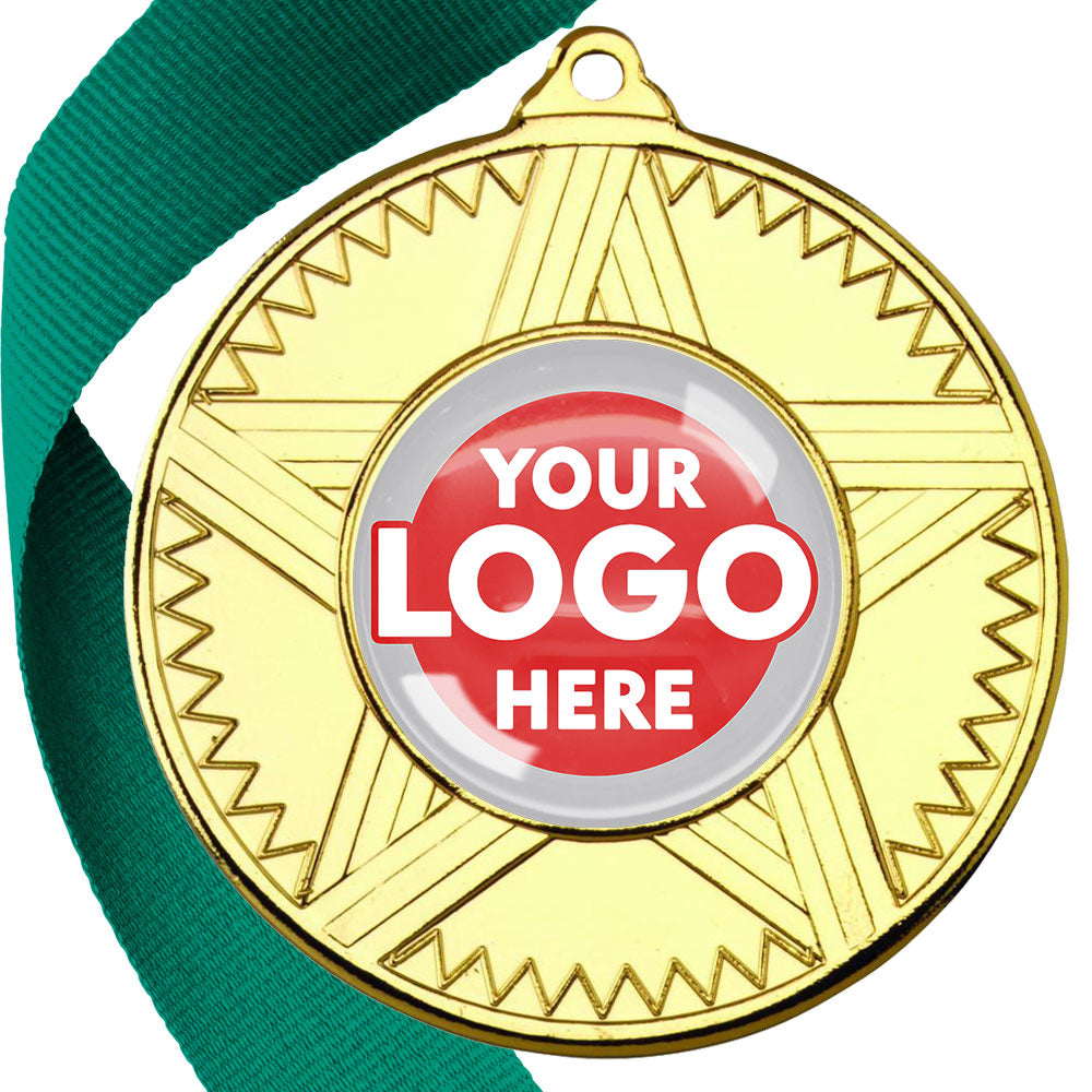 50mm Striped Star Design Medals on Ribbons