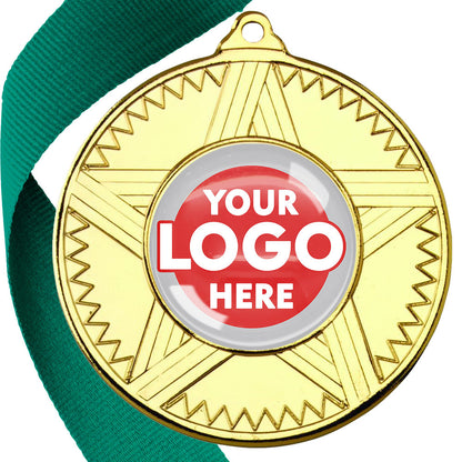 50mm Striped Star Design Medals on Ribbons