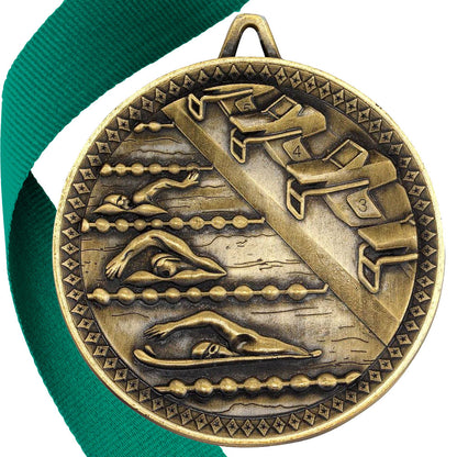 Swimming Antique 60mm Medal