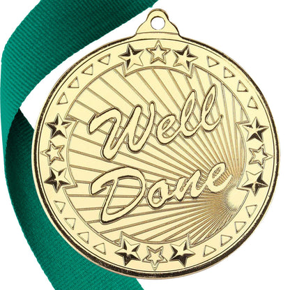 50mm Well Done Embossed Medal on a Ribbon