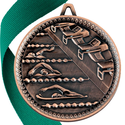 Swimming Antique 60mm Medal