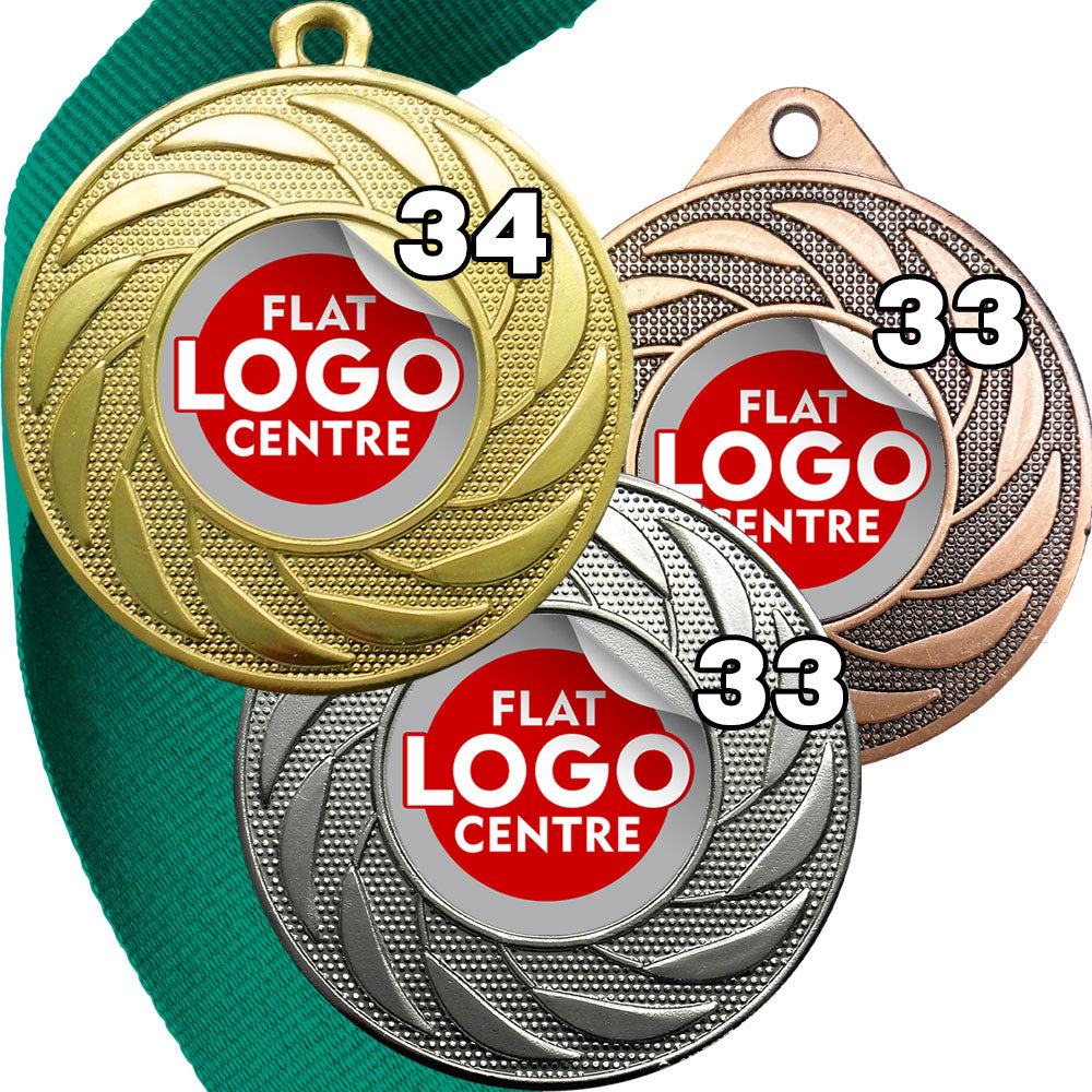 Spinner Design Medal flat centre - MINIMUM ORDER 100