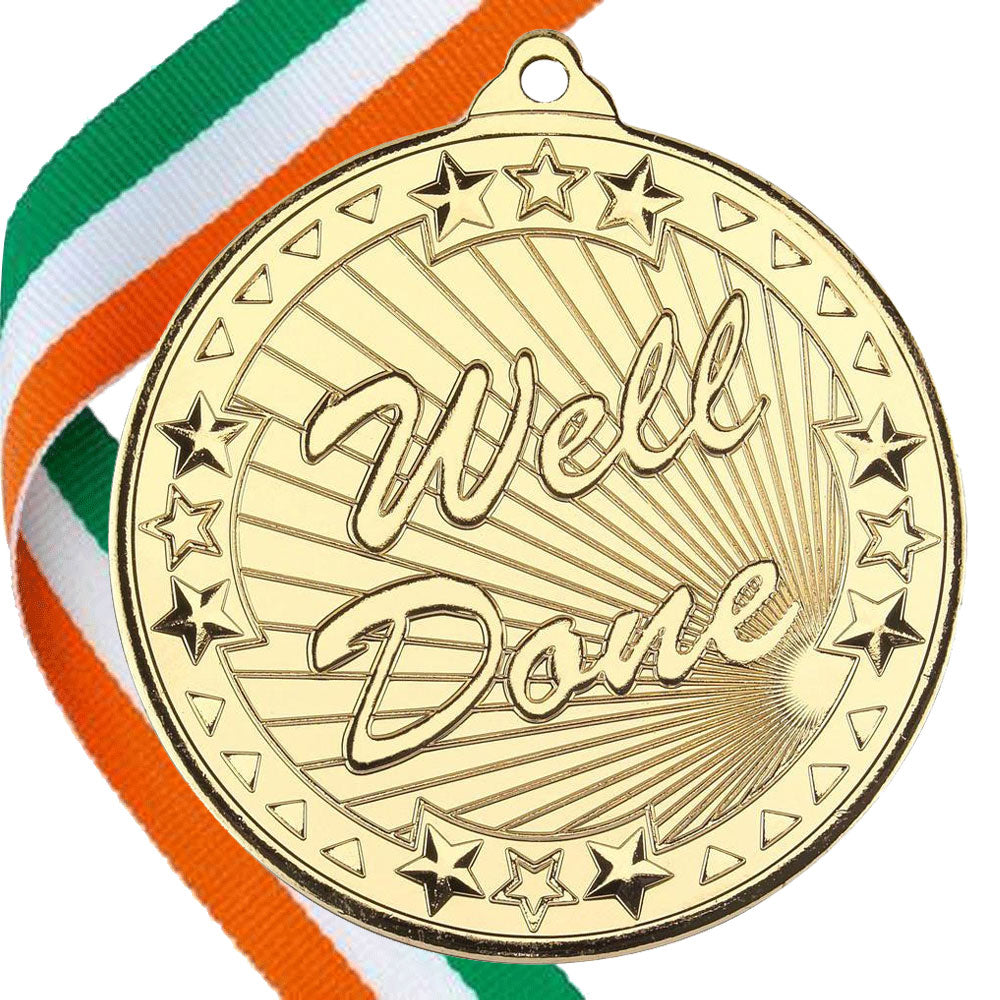 50mm Well Done Embossed Medal on a Ribbon