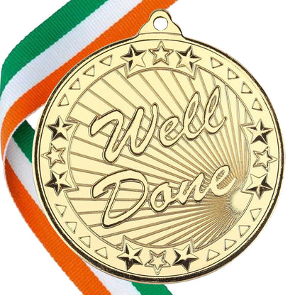50mm Well Done Embossed Medal on a Ribbon