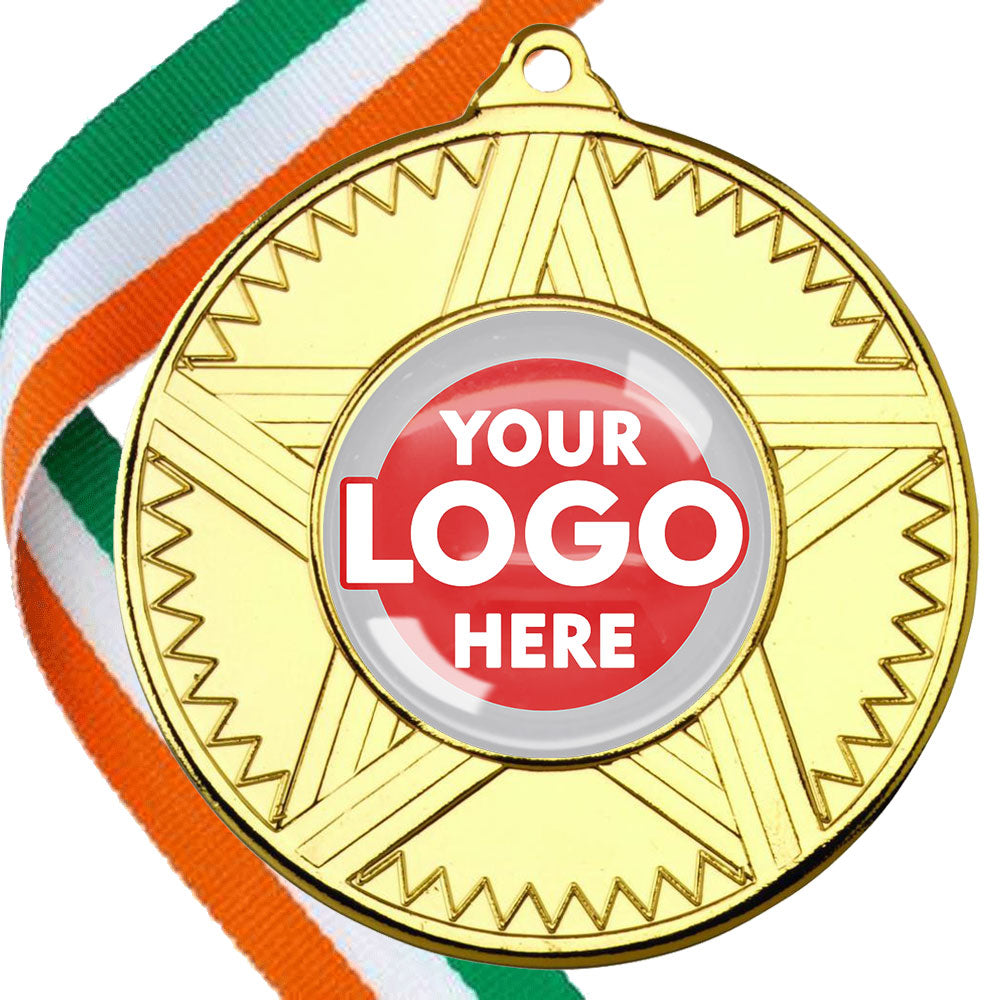 50mm Striped Star Design Medals on Ribbons