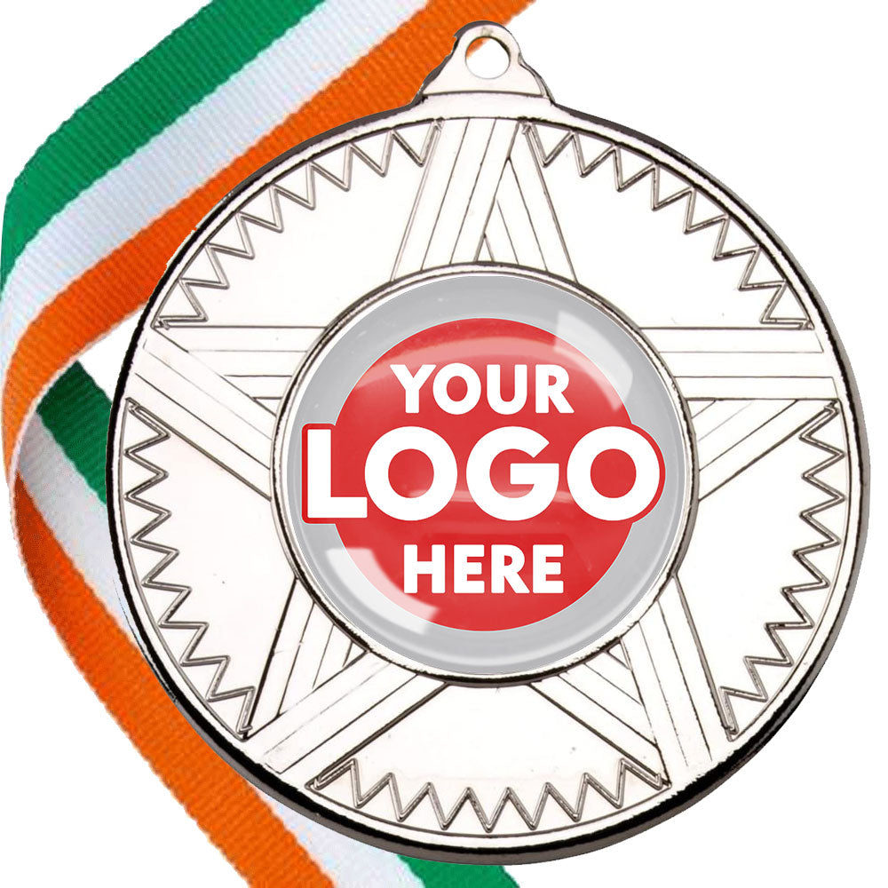 50mm Striped Star Design Medals on Ribbons