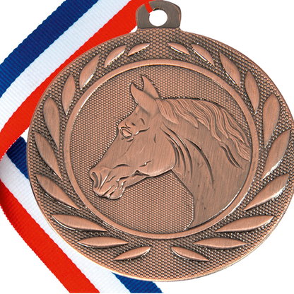 Horse / Equestrian  Embossed Medal with Ribbon