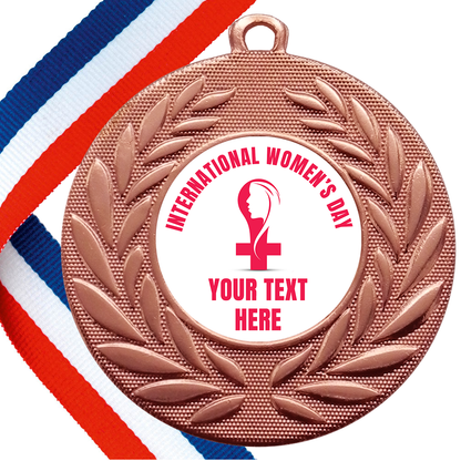 Set of Personalised International Women's Day Wreath Medals On Ribbons