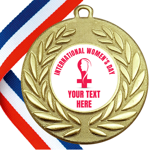 Set of Personalised International Women's Day Wreath Medals On Ribbons