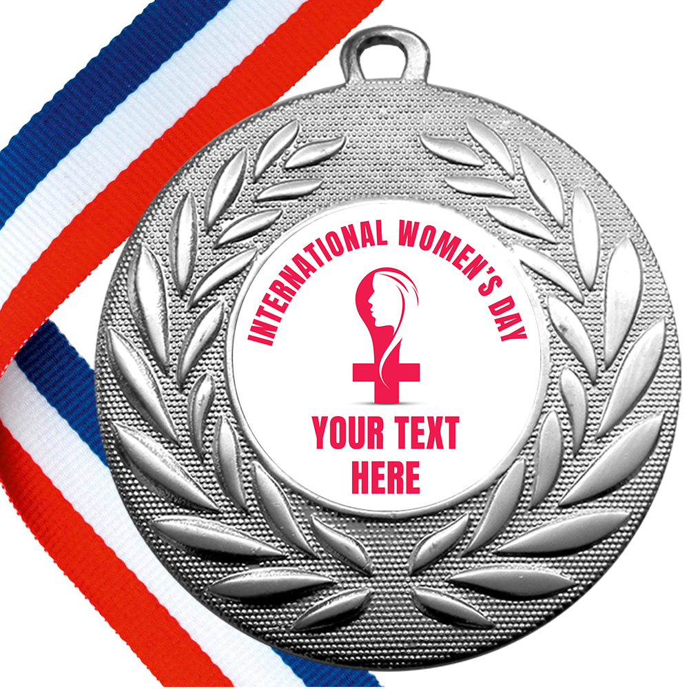 Set of Personalised International Women's Day Wreath Medals On Ribbons