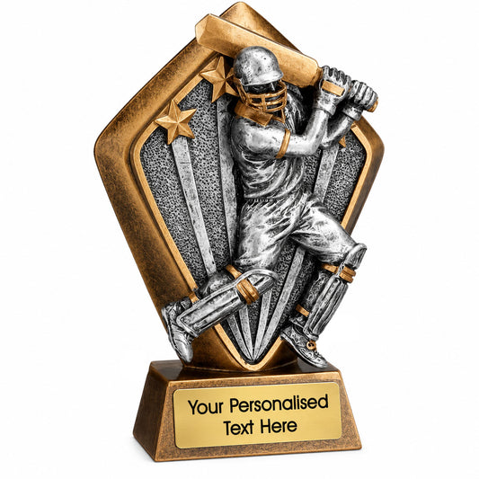 Personalised Cricket Batsman Shield Trophy
