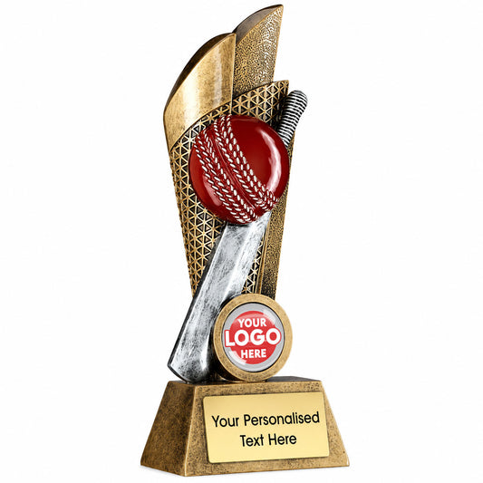 Personalised Cricket Ball and Bat Net Tower Trophy