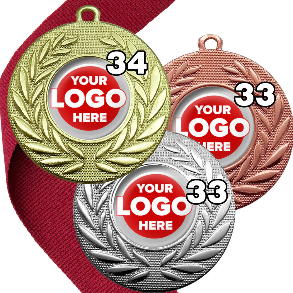 Classic Wreath Medals Domed - MINIMUM ORDER 100