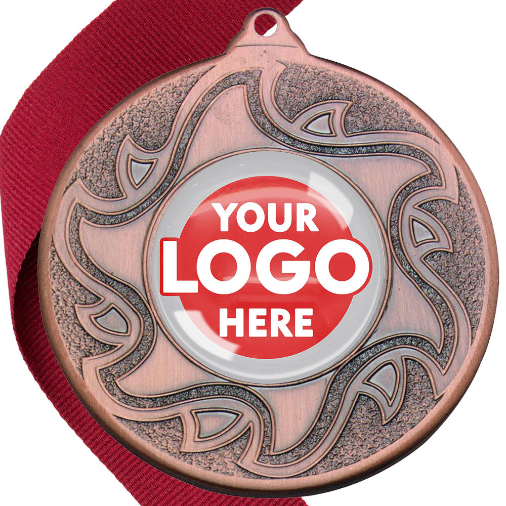The Glossy Domed 50mm Sunshine Design Medals on Ribbons MINIMUM ORDER 100
