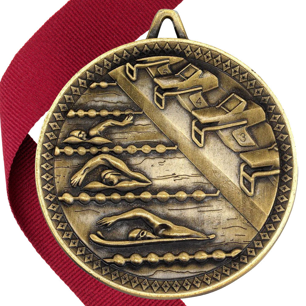 Swimming Antique 60mm Medal