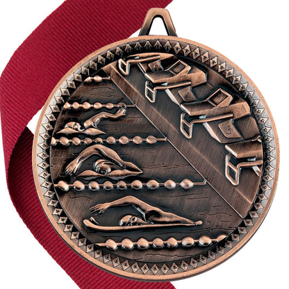 Swimming Antique 60mm Medal