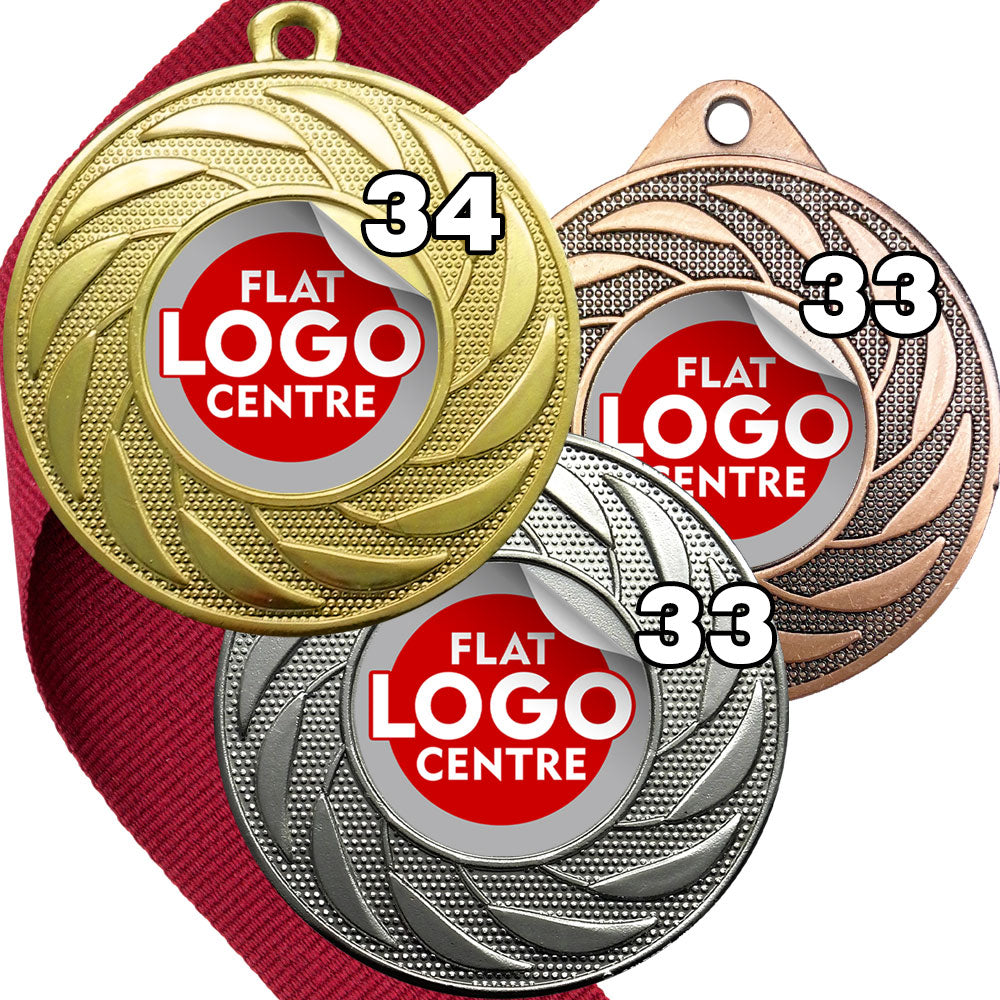 Spinner Design Medal flat centre - MINIMUM ORDER 100
