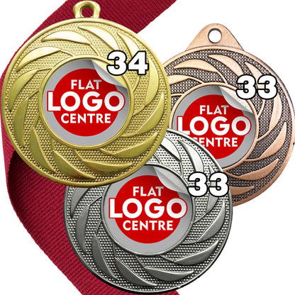 Spinner Design Medal flat centre - MINIMUM ORDER 100