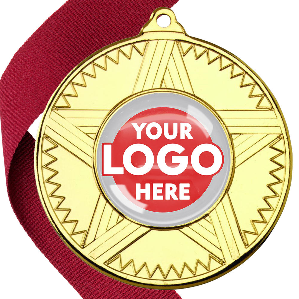 50mm Striped Star Design Medals on Ribbons