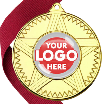 50mm Striped Star Design Medals on Ribbons