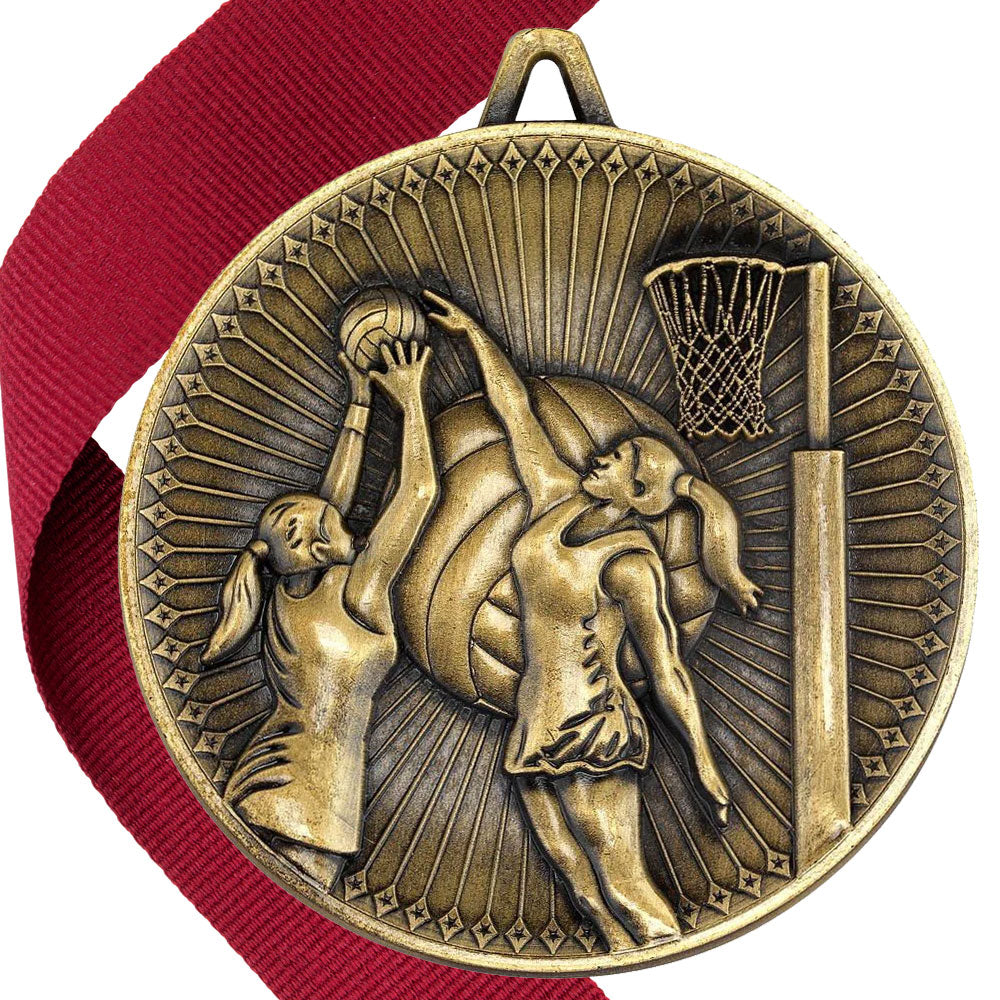 Netball Antique 60mm Medal