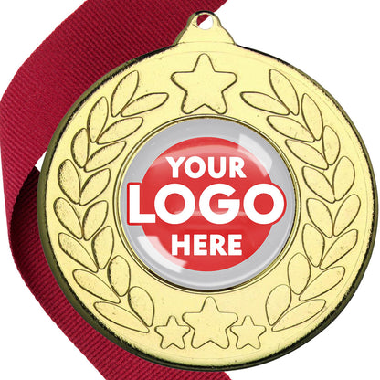 The Glossy 50mm Classic Star Medal on a Ribbon MINIMUM ORDER 100