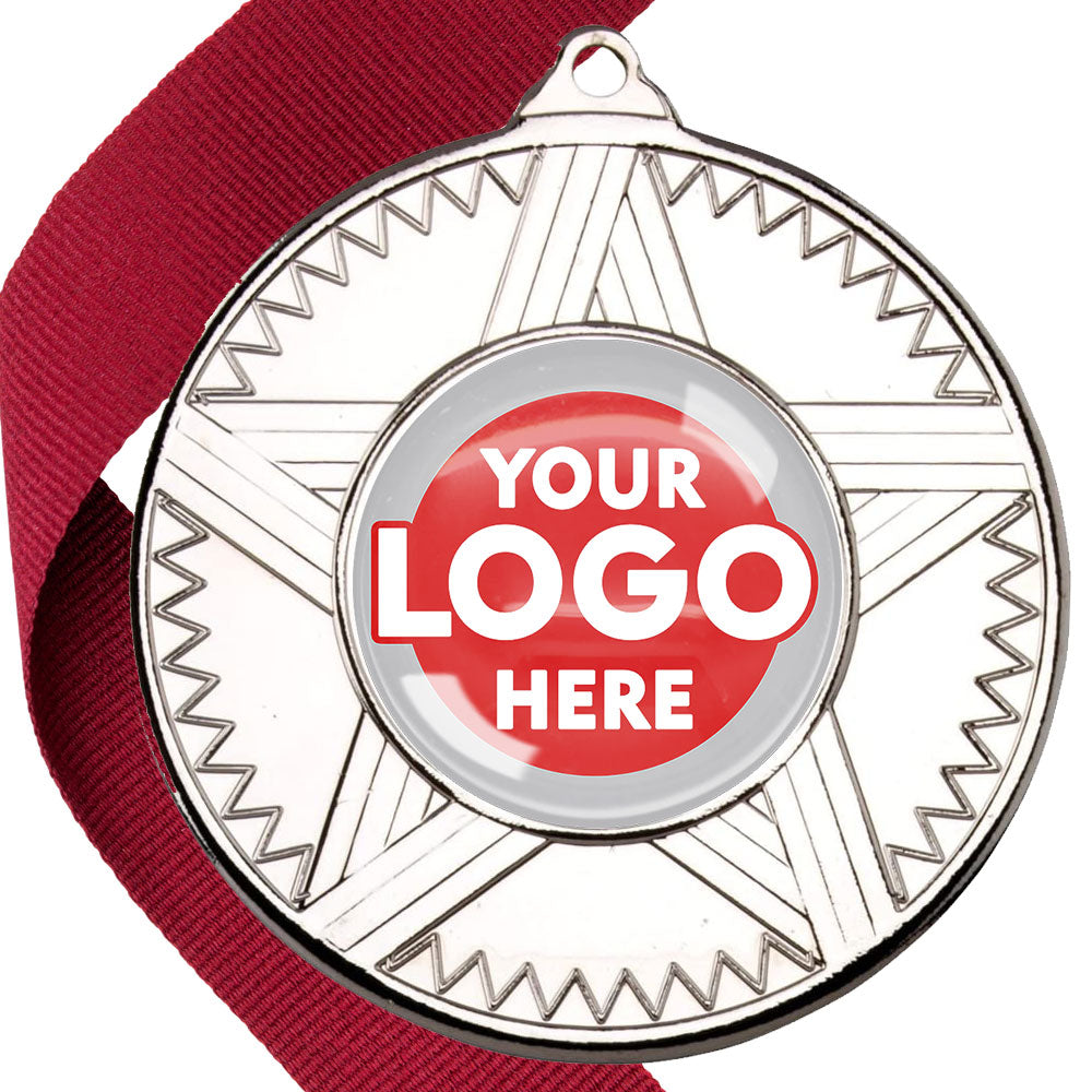 50mm Striped Star Design Medals on Ribbons