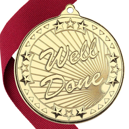 50mm Well Done Embossed Medal on a Ribbon