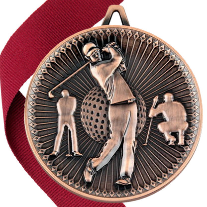 Golf Antique Style 60mm Medal