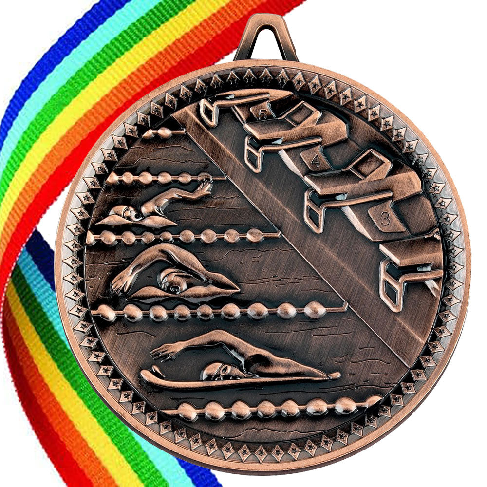 Swimming Antique 60mm Medal