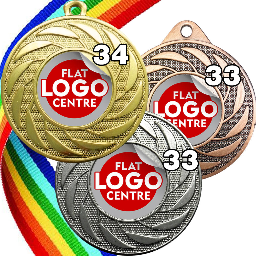 Spinner Design Medal flat centre - MINIMUM ORDER 100