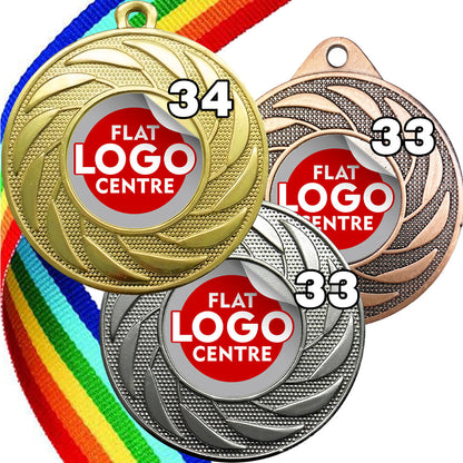 Spinner Design Medal flat centre - MINIMUM ORDER 100