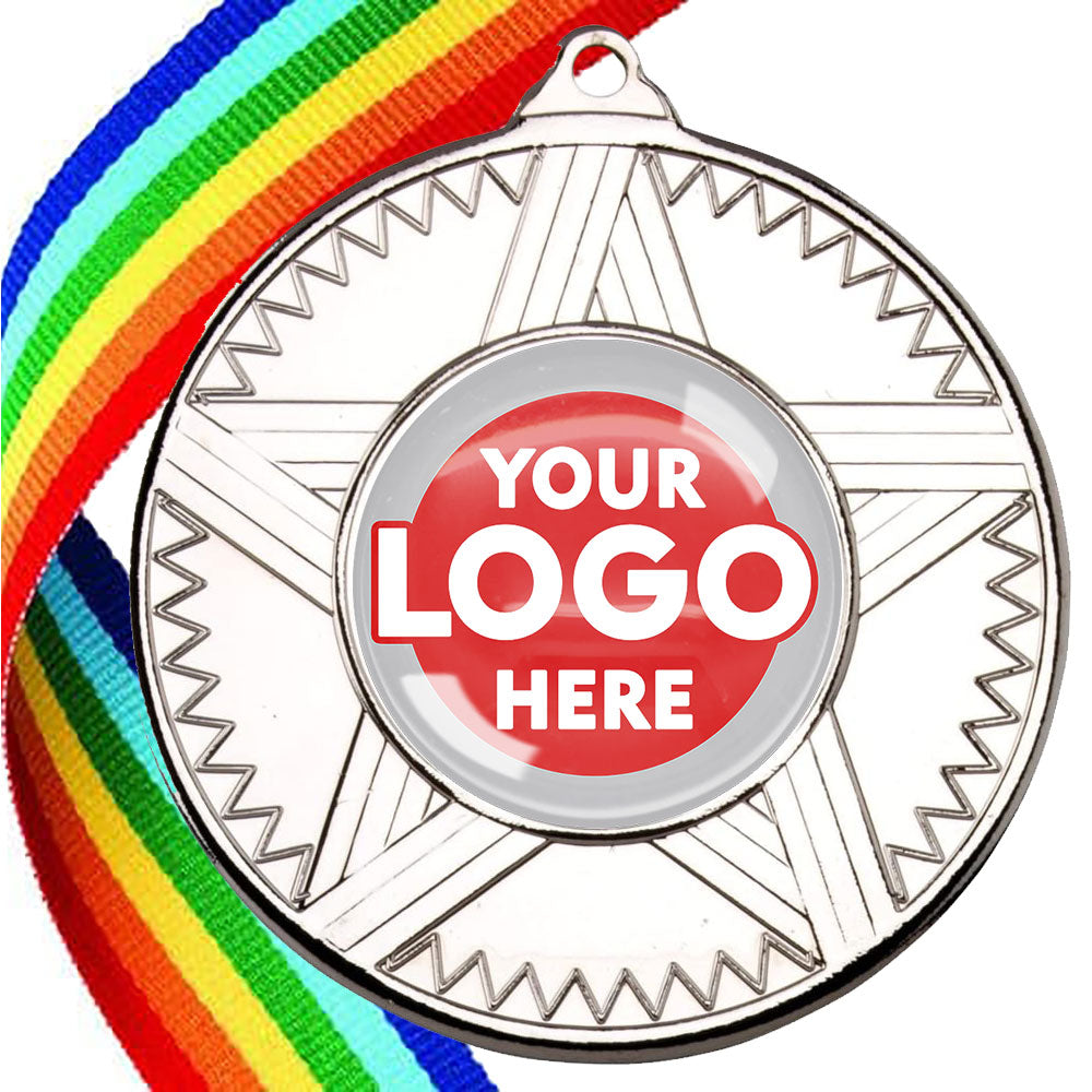 50mm Striped Star Design Medals on Ribbons