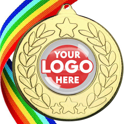 The Glossy 50mm Classic Star Medal on a Ribbon MINIMUM ORDER 100