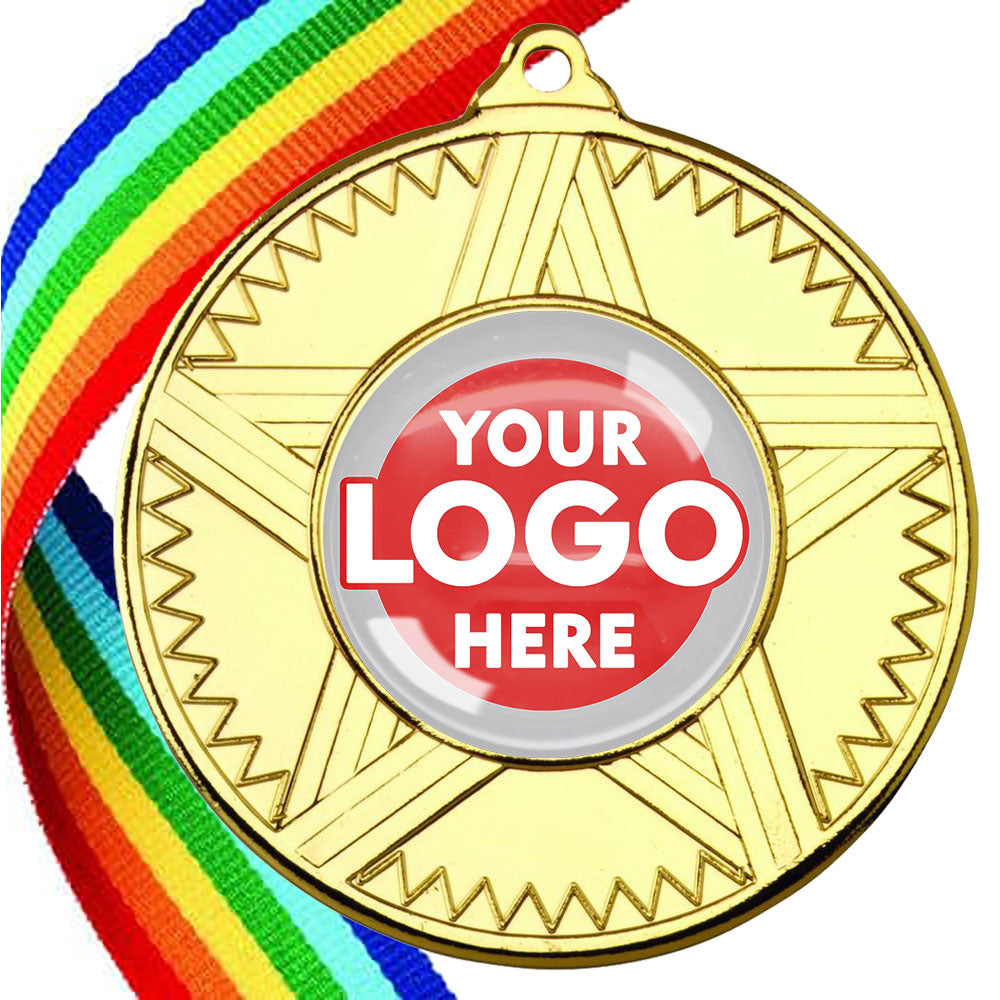 50mm Striped Star Design Medals on Ribbons