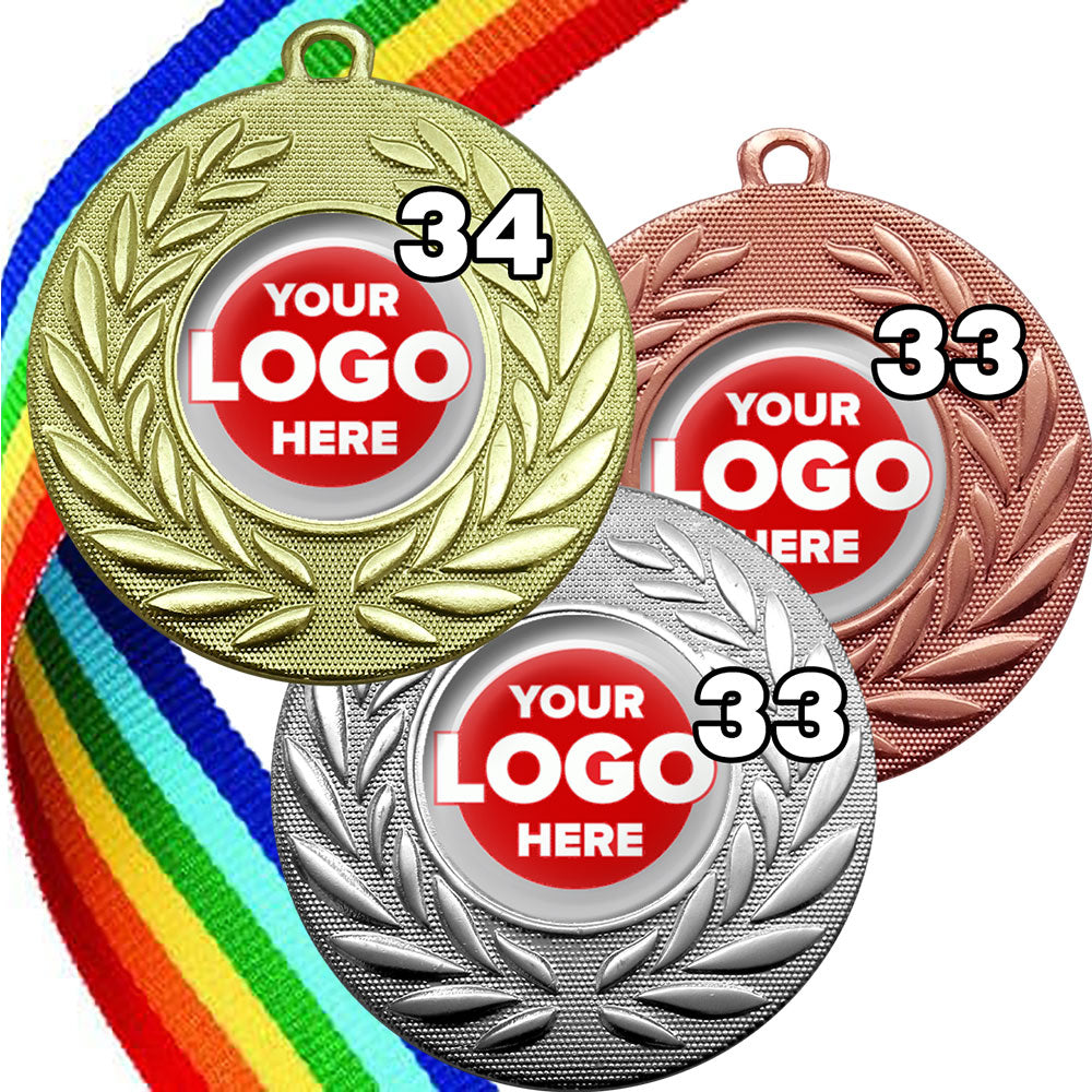 Classic Wreath Medals Domed - MINIMUM ORDER 100