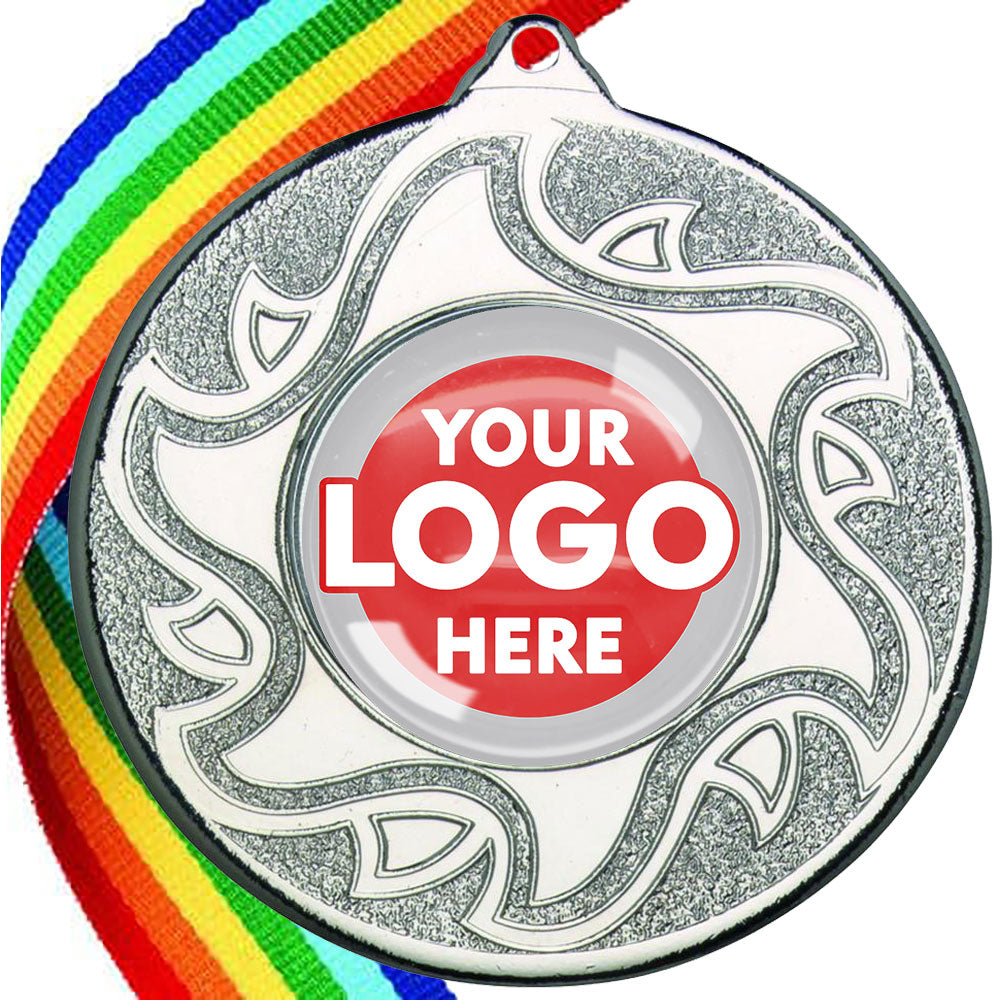 The Glossy Domed 50mm Sunshine Design Medals on Ribbons MINIMUM ORDER 100