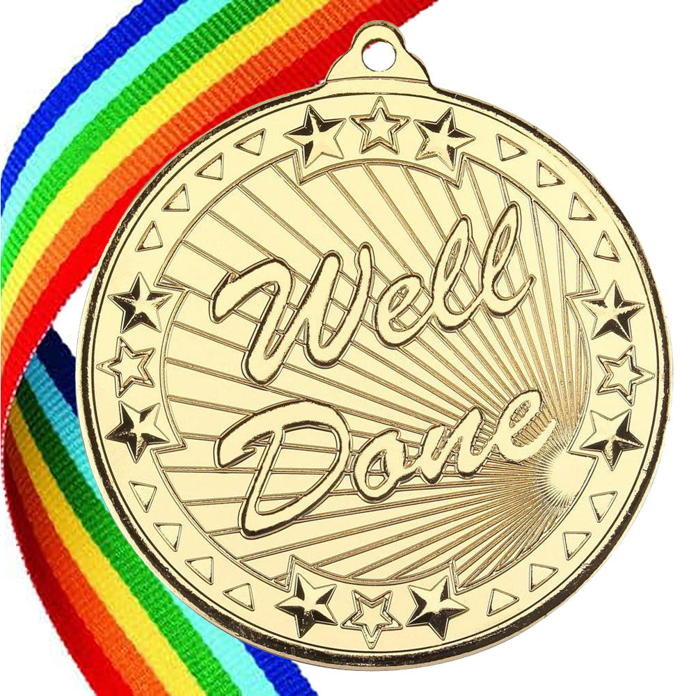 50mm Well Done Embossed Medal on a Ribbon